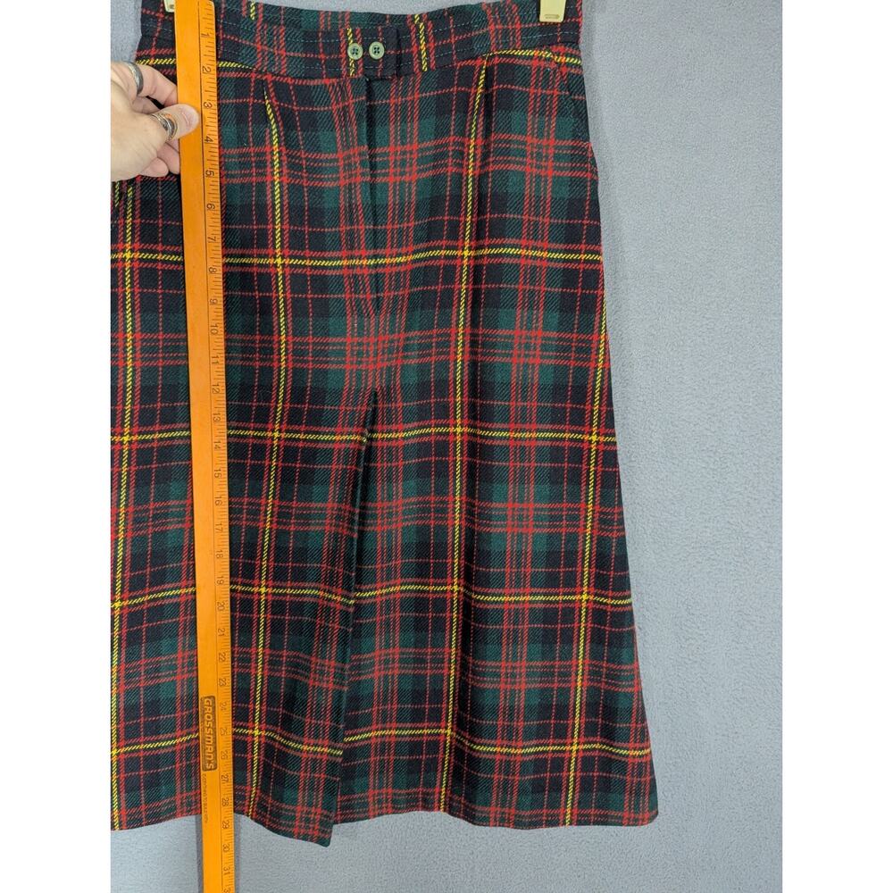 Plaid Vest and Skirt Set 60s Handmade Suit XS/S Red Green Tartan Lined - Picture 13 of 14